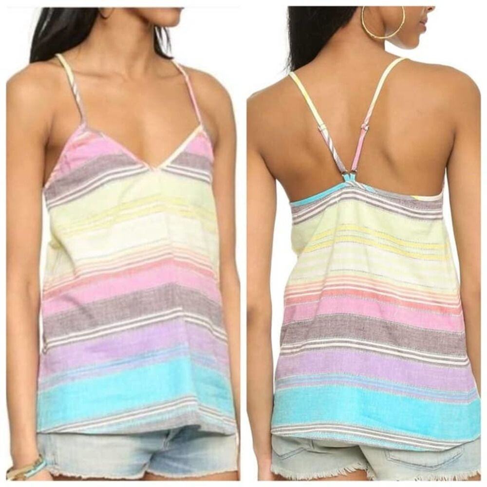 Mara Hoffman Gauze Rainbow Stripe Tank Top Size XS